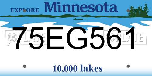 75EG561 Minnesota License Plate