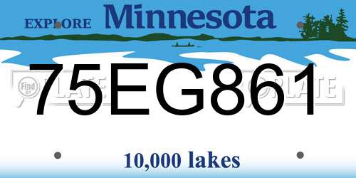 75EG861 Minnesota License Plate