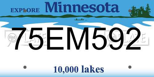 75EM592 Minnesota License Plate