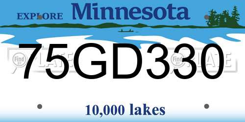 75GD330 Minnesota License Plate