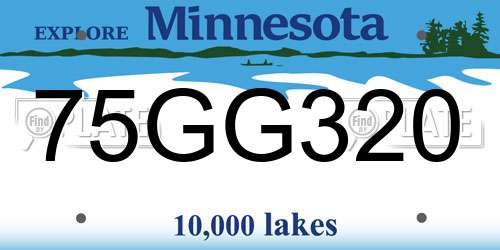75GG320 Minnesota License Plate