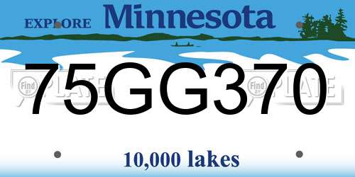75GG370 Minnesota License Plate