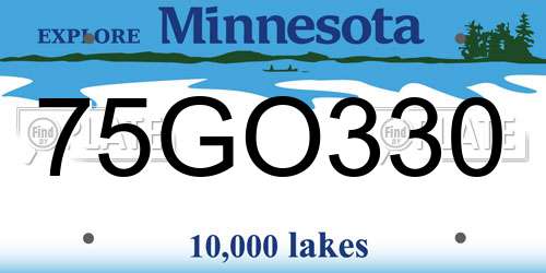 75GO330 Minnesota License Plate