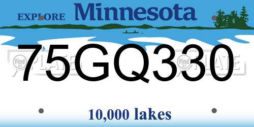 75GQ330 Minnesota License Plate