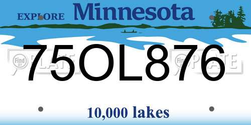 75OL876 Minnesota License Plate