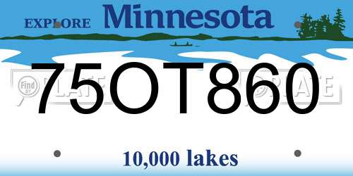 75OT860 Minnesota License Plate