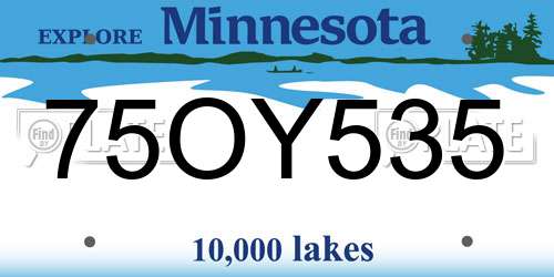 75OY535 Minnesota License Plate