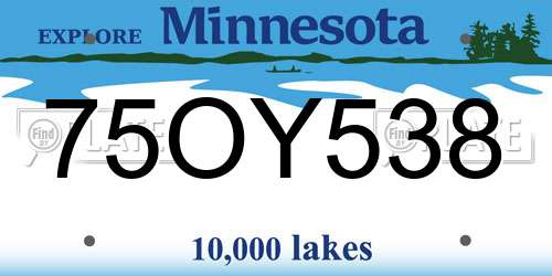75OY538 Minnesota License Plate