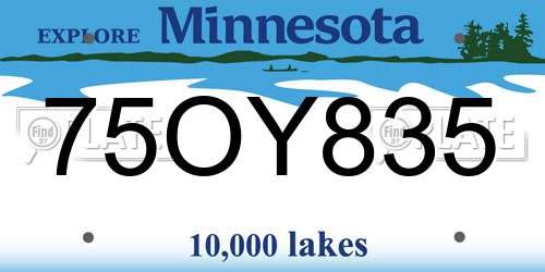 75OY835 Minnesota License Plate