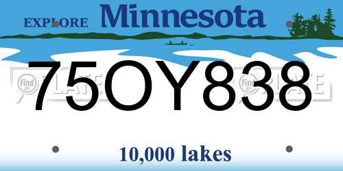 75OY838 Minnesota License Plate