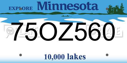 75OZ560 Minnesota License Plate