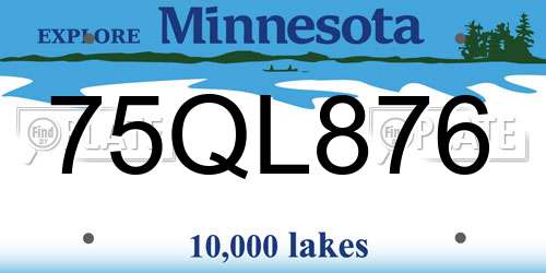 75QL876 Minnesota License Plate