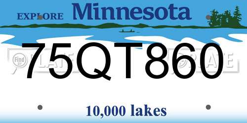 75QT860 Minnesota License Plate