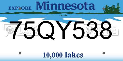 75QY538 Minnesota License Plate