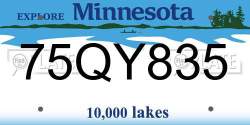 75QY835 Minnesota License Plate