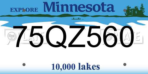 75QZ560 Minnesota License Plate