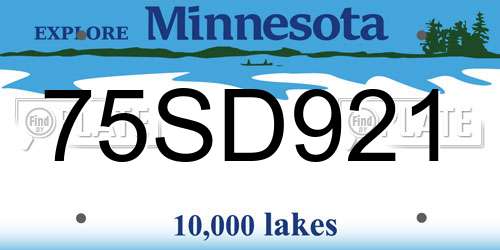 75SD921 Minnesota License Plate