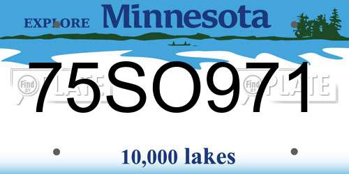75SO971 Minnesota License Plate