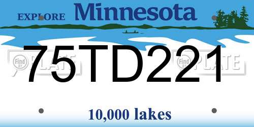 75TD221 Minnesota License Plate
