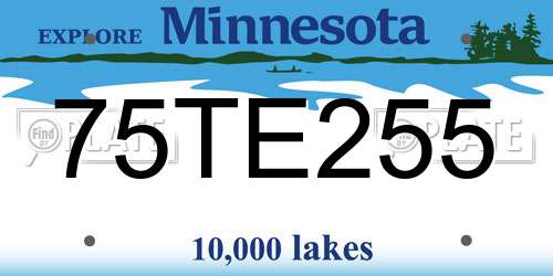 75TE255 Minnesota License Plate