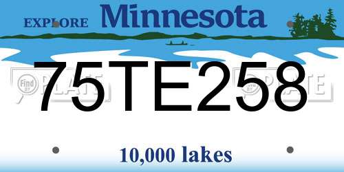 75TE258 Minnesota License Plate