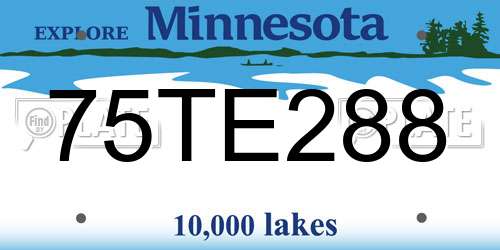 75TE288 Minnesota License Plate