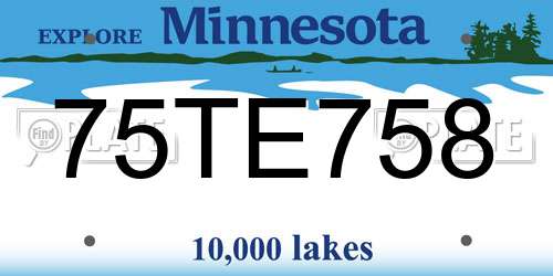 75TE758 Minnesota License Plate