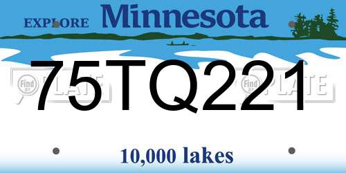 75TQ221 Minnesota License Plate