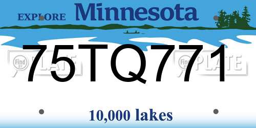 75TQ771 Minnesota License Plate