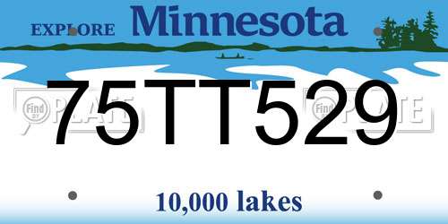 75TT529 Minnesota License Plate