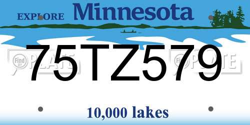 75TZ579 Minnesota License Plate