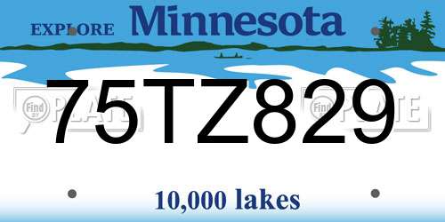 75TZ829 Minnesota License Plate