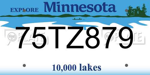 75TZ879 Minnesota License Plate