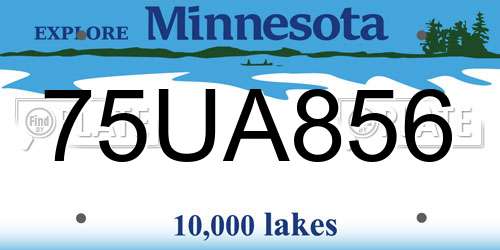 75UA856 Minnesota License Plate