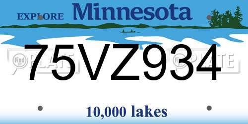 75VZ934 Minnesota License Plate