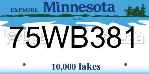 75WB381 Minnesota License Plate