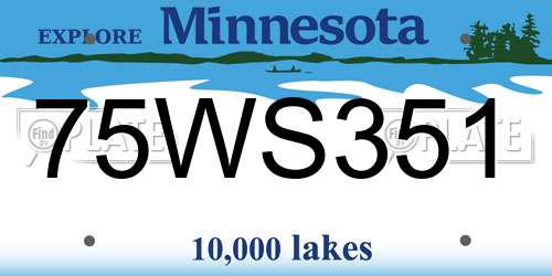 75WS351 Minnesota License Plate