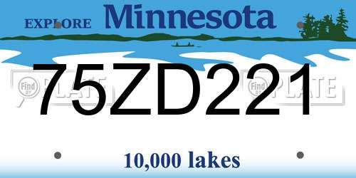 75ZD221 Minnesota License Plate