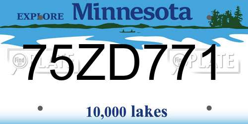 75ZD771 Minnesota License Plate