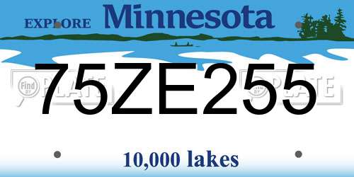 75ZE255 Minnesota License Plate