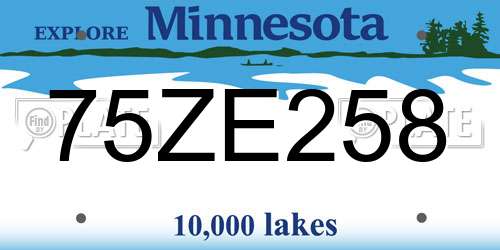 75ZE258 Minnesota License Plate