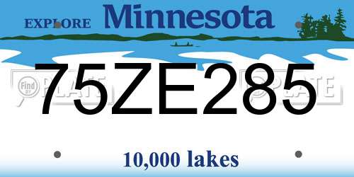 75ZE285 Minnesota License Plate