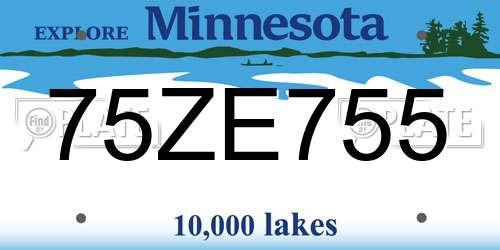 75ZE755 Minnesota License Plate