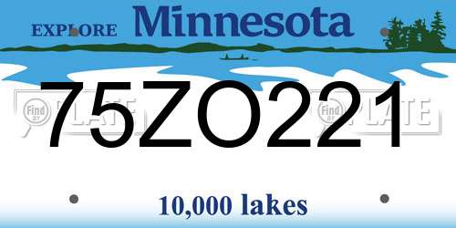75ZO221 Minnesota License Plate