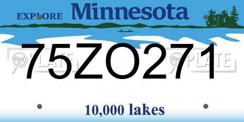 75ZO271 Minnesota License Plate
