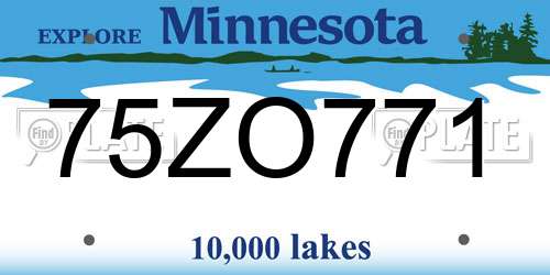 75ZO771 Minnesota License Plate