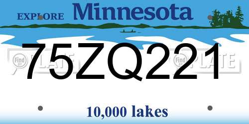 75ZQ221 Minnesota License Plate