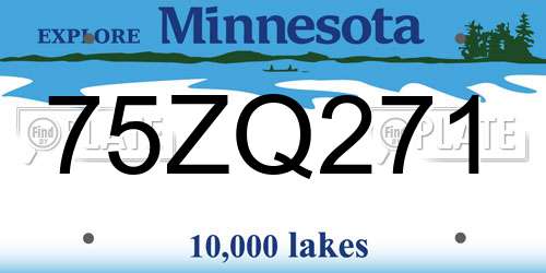 75ZQ271 Minnesota License Plate