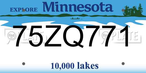 75ZQ771 Minnesota License Plate