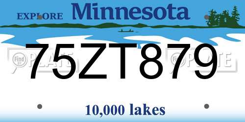 75ZT879 Minnesota License Plate